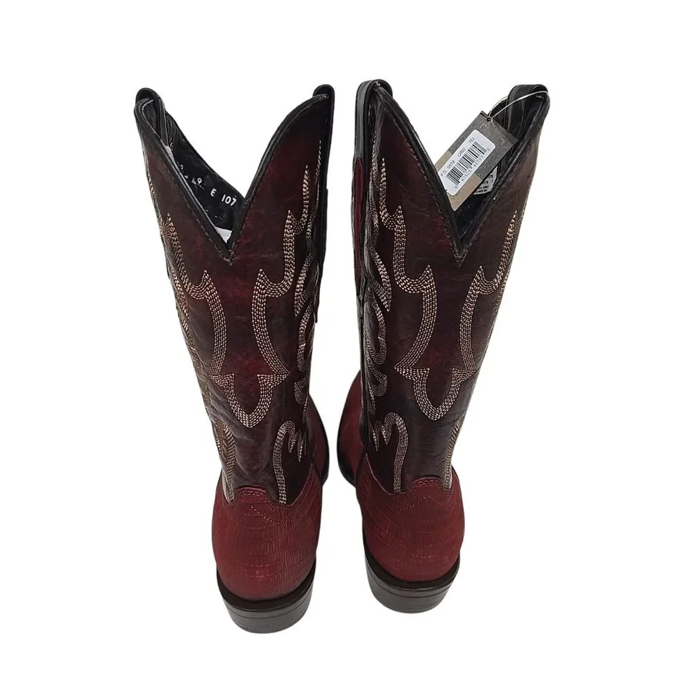 Dingo Men's DI 107 The Duke Snip Leather Pull On Western Boot Cherry Size 9D - Picture 3 of 6